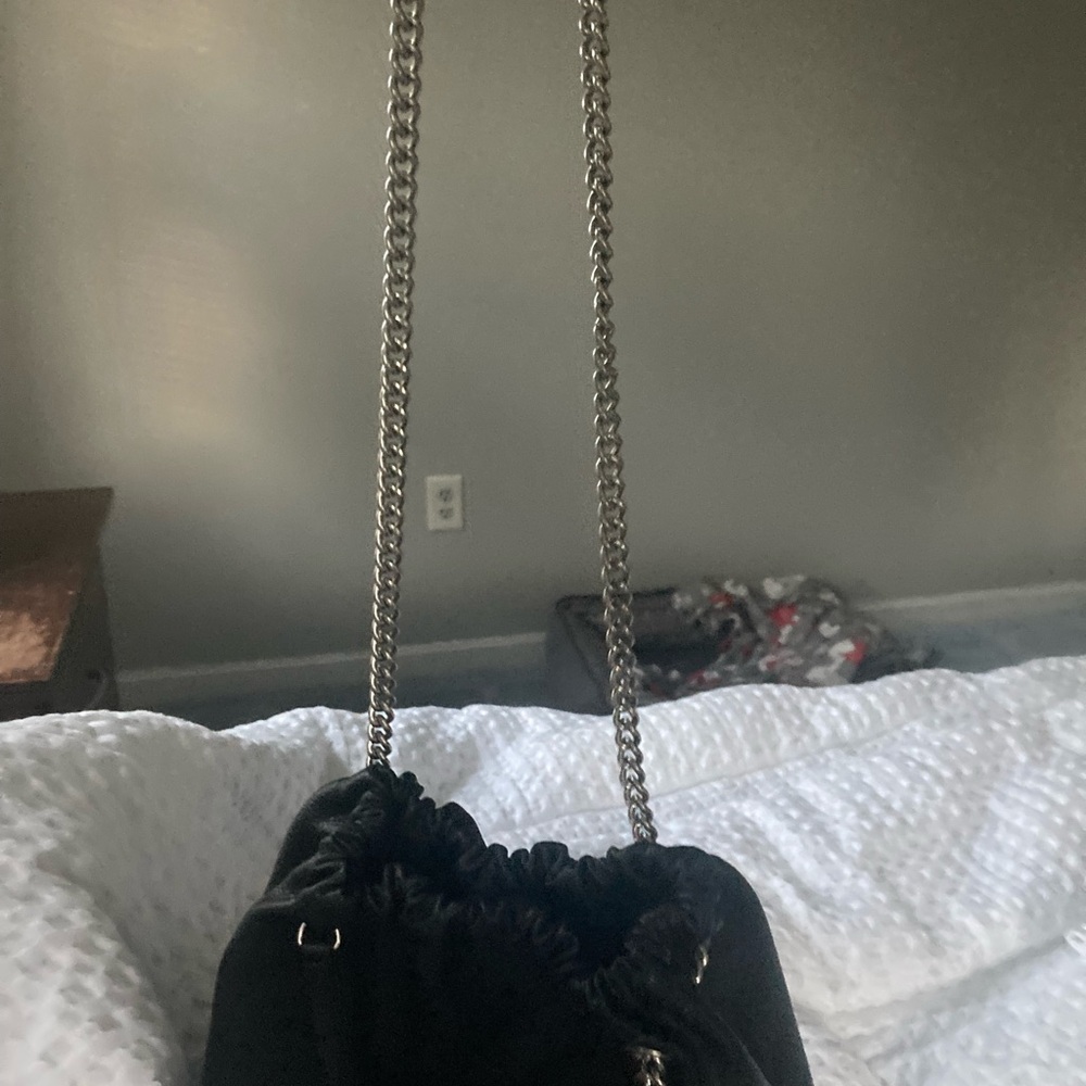 Banana Republic Black Shoulder Bag with Silver Chain